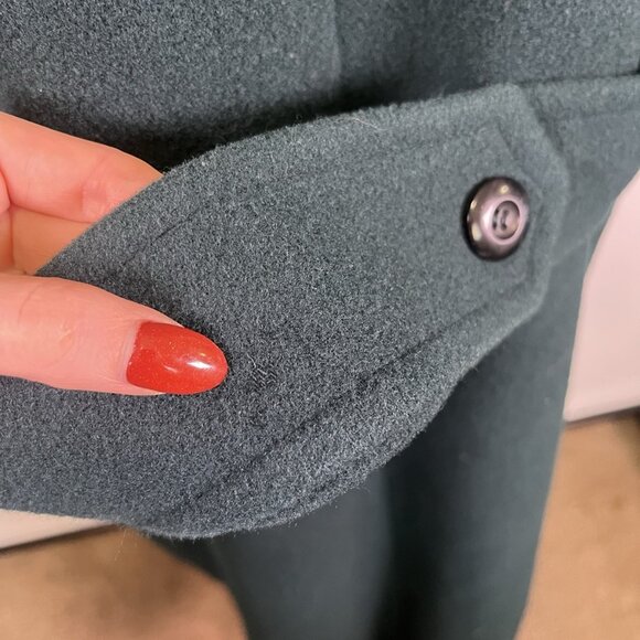 VTG 80s Donnybrook 100% Wool Green Long Overcoat Women’s Size 12 Double Breasted - Picture 5 of 16